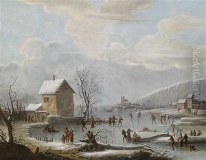Winterlandschaft Mit Eislaufern by Jules Cesar Denis van Loo