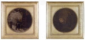 La Mere Et Ses Enfants (+ Allegorie De L'hiver; Pair) by Jules Cesar Denis van Loo