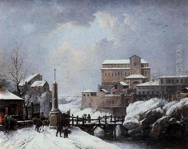 Paysage De Neige Anime De Villageois - view 1