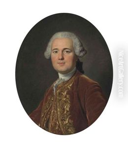 Portrait Of A Gentleman, Half Length, Wearing A Gold Embroidered Red Frock Coat