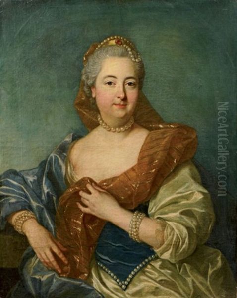 Portrait D'une Femme De Qualite Une Aigrette De Perles Dans La Chevelure - view 1