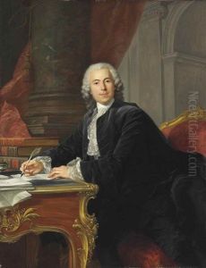 Portrait Of Gabriel-henri Bernard De Rieux, Marquis De Boulainvilliers, In A Black Doublet And Breeches, Sitting At A Table