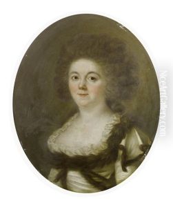Portrait Of A Lady, In A Fur-trimmed White Silk Dress