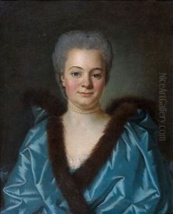 Portrait De Dame Au Manteau Bleu Borde De Fourrure Dit Henriette Marie Josephine De La Boessiere-chambors, Epouse De Charles De Borel, Comte De Manerbe by Louis Michel van Loo