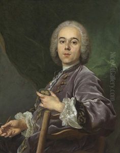 Portrait Of Jacques Roettiers, Seated Half-length, In A Lavender Coat, Holding A Medallion