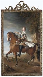 Portrait Of A Gentleman On Horseback, In Armour, An Extensive Landscape Beyond