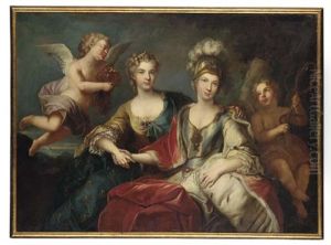 Allegorical Portrait Of Queen Marie Leczinska Of France And Marie-josephe Of Saxony, Dauphine Of France