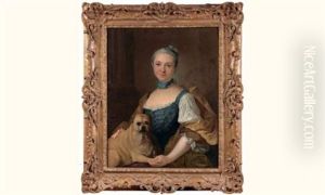 Portrait De Femme Et De Son Chien by Louis Michel van Loo