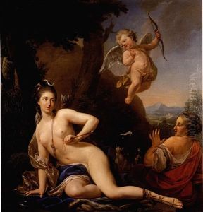 Allegorical Portrait Of A Lady As Diana Wounded By Cupid by Louis Michel van Loo