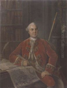 Portrait Of Chevalier Jacques D'heusy D'agimont, The Prince-bishop Of Liege's, Seated In His Study With The Plans For The Traite Des Limites Of 1772