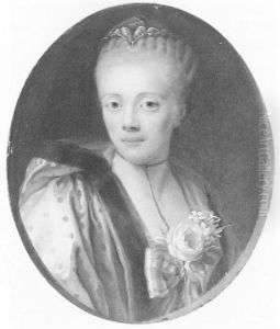 Portrait De Femme A La Rose by Louis Michel van Loo