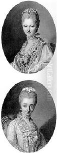 Portraits Of Elegant Ladies by Louis Michel van Loo