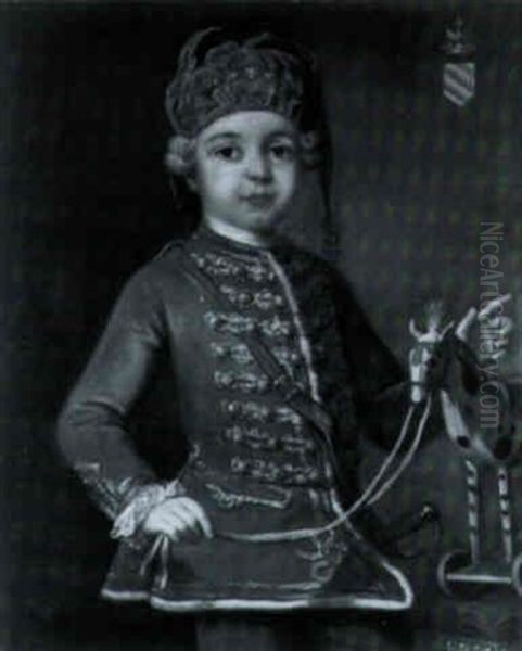 Portrait D'un Jeune Enfant Au Cheval De Bois - view 1