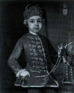 Portrait D'un Jeune Enfant Au Cheval De Bois by Louis Michel van Loo