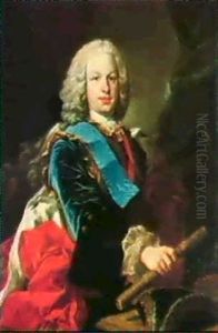 Portrait Of King Ferdinand Vl Of Spain, Standing Half Lengthholding A Baton, Beside A Table With A Hat Portrait Of King Ferdinand Vl Of Spain, Standing Half Lengthholding A Baton, Beside A Table With A Hat
