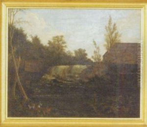 Forest Clearing With View Of Falls by Osbert Burr Loomis