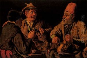 Peasants Eating And Drinking by Theodor Van Loon