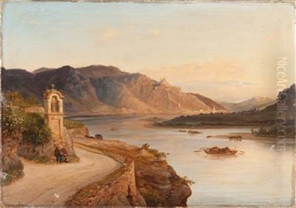 Donaulandschaft Mit Blick Nach Durnstein, Der Ruine Durnstein Und Dem Stift Gottweig - view 1