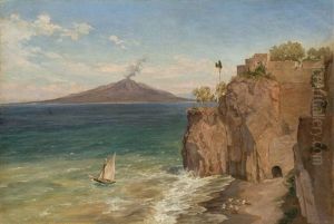 View From Capri Towards Mount Vesuvius by Friedrich Loos