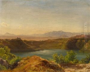 Albaner See Mit Castel Gandolfo by Friedrich Loos