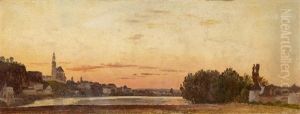 Sommerabend Bei Einem Donaustadtchen by Friedrich Loos