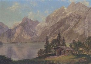 Blick Auf Den Konigssee Mit St. Bartholoma by Friedrich Loos