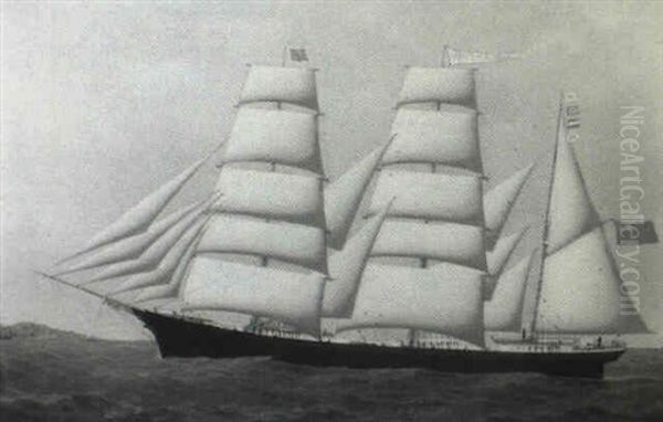 Portrait Of The British Barque 'josie T. Marshall' Heading To Port - view 1