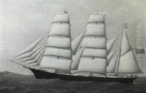 Portrait Of The British Barque 'josie T. Marshall' Heading To Port by John Frederick Loos