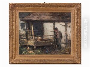 Farmer In Barn by Hans Looschen