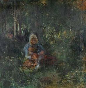 Rastende Mutter Mit Zwei Kindern