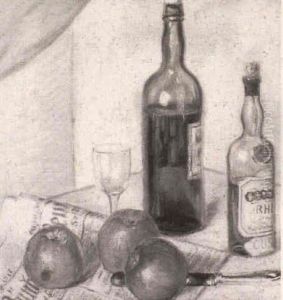 Stilleben Mit Obst Und Wein by Hans Looschen