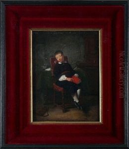 Bourgeois Interior With Boy On A Chair, Sleeping