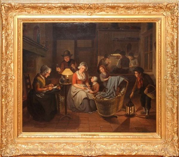 Interior With Family by Basile De Loose