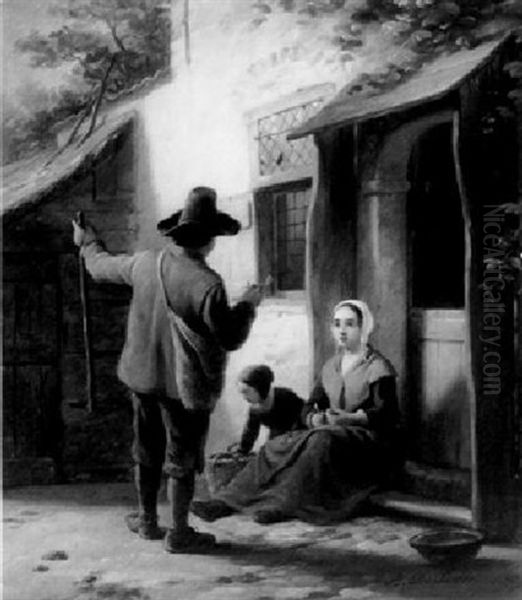 Figures In A Courtyard - view 1