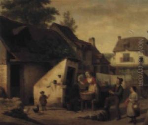 A Farmyard Scene by Basile De Loose