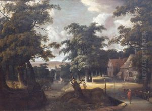 Travellers In A Forest With An Inn Near A Village