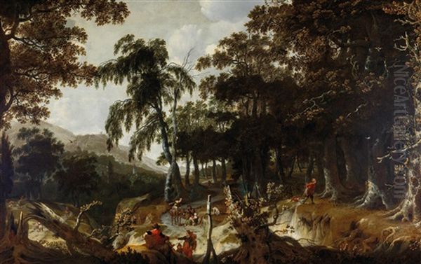 A Wooded Landscape With Travellers - view 1