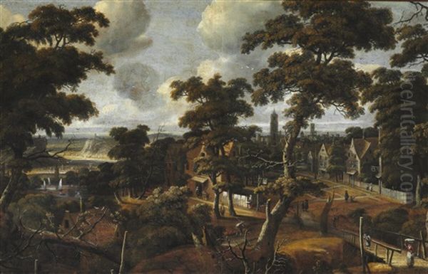 A View Of A Dutch Village In A Forest Landscape - view 1