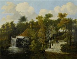 Wassermuhle Mit Spaziergangern by Jan Looten