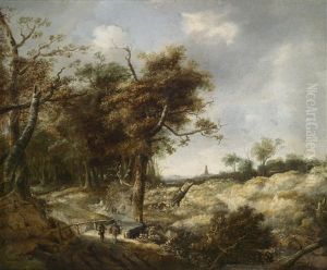 Dunenlandschaft Mit Einem Waldweg Und Figurenstaffage by Jan Looten