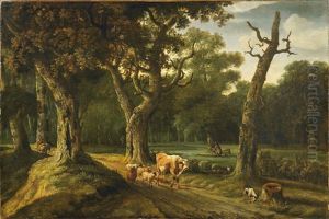 Waldlandschaft Mit Viehherde Und Jager by Jan Looten