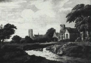 Landscape With Village And Figures by Jan Looten