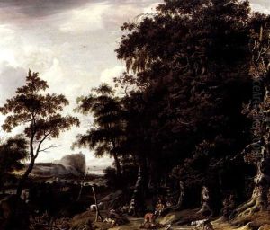 Huntsmen In A Wooded Landscape