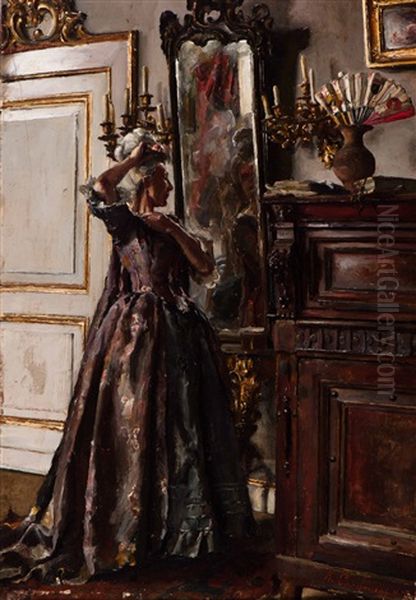 Elegant Woman In Front Of A Mirror - view 1