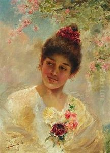Portrait Of A Young Woman In A White Dress