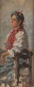 Interior Con Gitana Sentada by Jose Maria Lopez Mezquita
