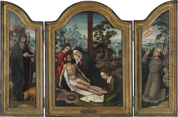 The Lamentation, With The Deposition by Ambrosius Benson