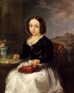 Retrato De Nina Bordando