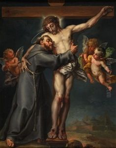 Cristo Crucificado Con San Francisco by Vicente Lopez y Portana