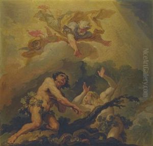 The Expulsion Of Adam And Eve From Paradise (sketch) by Vicente Lopez y Portana